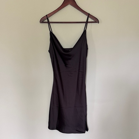 Dynamite Dresses & Skirts - Dynamite Cowl Neck Satin Black Dress